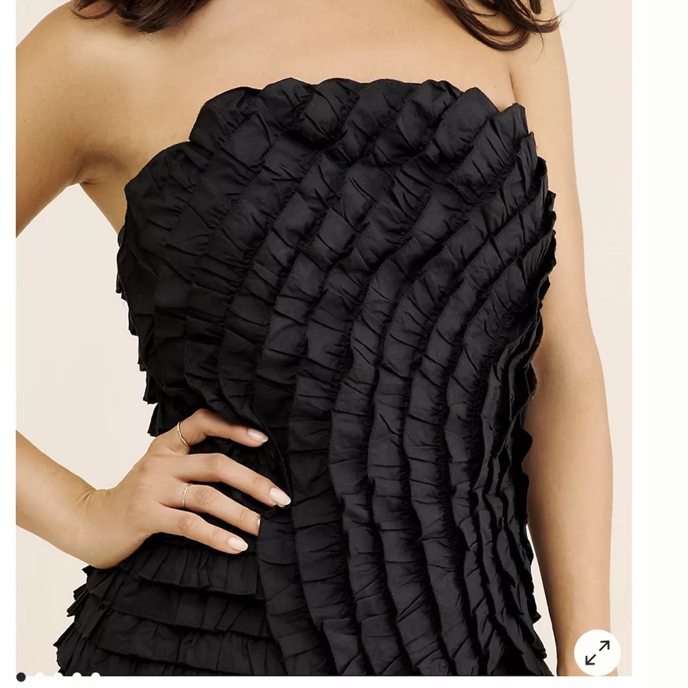 Farm Rio Textured Strapless Elegant Black mini dress sz Large - Picture 2 of 2